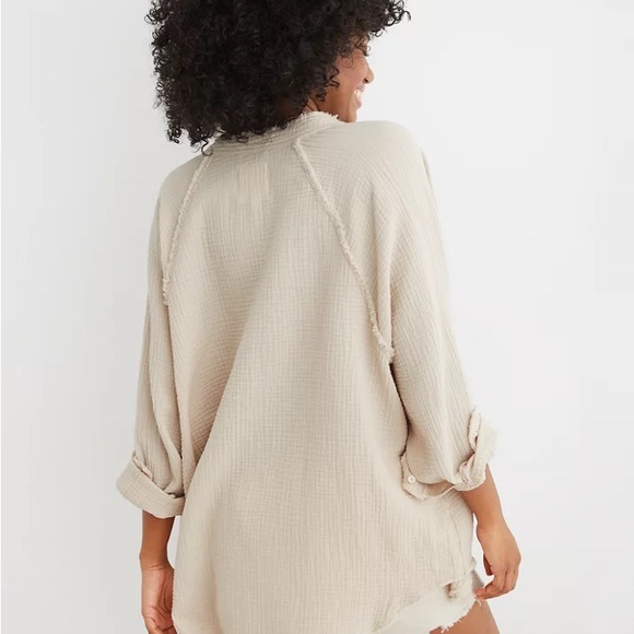 Aerie Gauzy Coverup Pool to Party Summer Daydream Button Up Layering - Picture 2 of 7